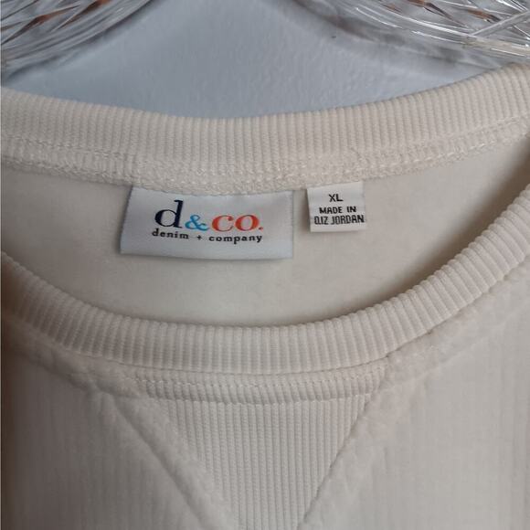 2EUC D&Co Waffle Crew Neck Long Sleeve Sweatshirt White Size XL - Picture 2 of 4